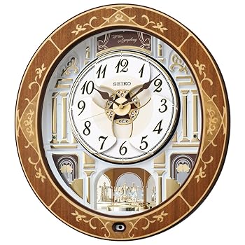 【中古】【39shop】セイコークロック★置き時計・掛け時計 天然色木地 46.3×42.5×10.6cm 電波 アナログ からくり トリプルセレクション メロディ RE580B(非常に良い)|アトリエ絵利奈