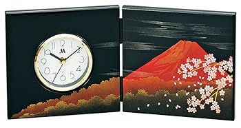 【中古】【39shop】ミタニ★山中漆器Mitani 屏風時計中 富士さくら 富士山M14326-3(非常に良い)|アトリエ絵利奈