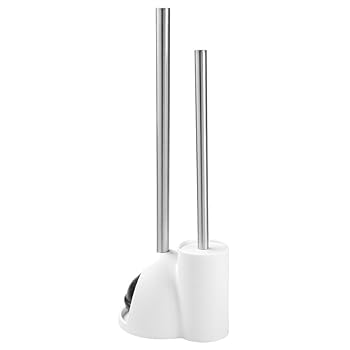 【中古】InterDesign トイレブラシ ラバーカップ スタンド ホルダー セット 収納 ホワイト 92801EJ