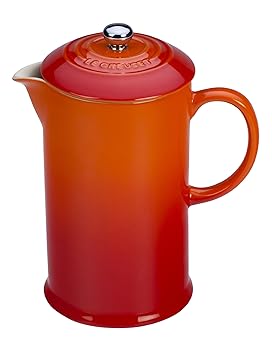 【中古】Le Creuset Flame Stoneware 27 Ounce French Press Coffee Maker