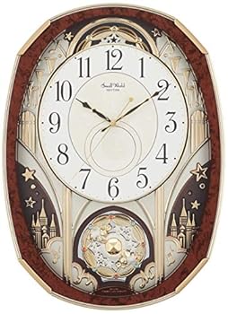 【中古】【39shop】リズムRHYTHM★掛け時計 電波 アナログ からくり スモールワールドノエルM 30曲 メロディ 茶 Small World 4MN513RH23(非常に良い)｜アトリエ絵利奈