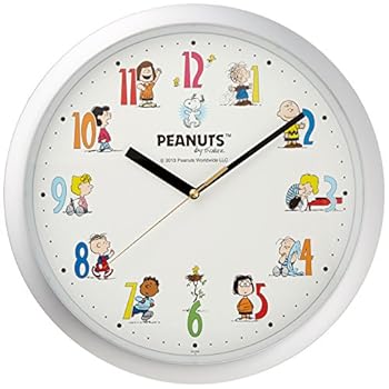 【中古】リズムRHYTHM SNOOPY スヌーピー 掛け時計 キャラクター アナログ 銀色 4KG712MA19