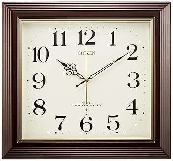 【中古】【39shop】リズムRHYTHM★シチズン 掛け時計 電波時計 アナログ 四角 茶 CITIZEN 八坂 4MY803-006(非常に良い)｜アトリエ絵利奈