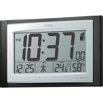 【中古】リズムRHYTHM シチズン 掛け時計 電波時計 デジタル 置き掛け兼用 温度 湿度 カレンダー 表示 茶 木目仕上 157×240×40ｍｍ CITIZEN パルデジッ 7,262円