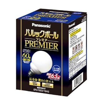 【中古】パナソニック パルックボールプレミア G15形 クール色 電球60形タイプ 口金直径26mm 730 lm EFG15ED10H2