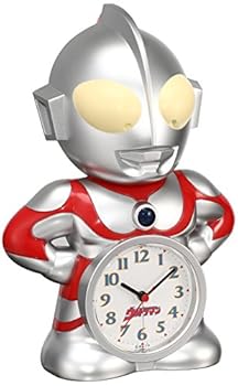 【中古】セイコー クロック 目覚まし時計 ウルトラマン キャラクター型 おしゃべり アラーム アナログ JF336A SEIKO シルバー 23.7×16.7×12cm