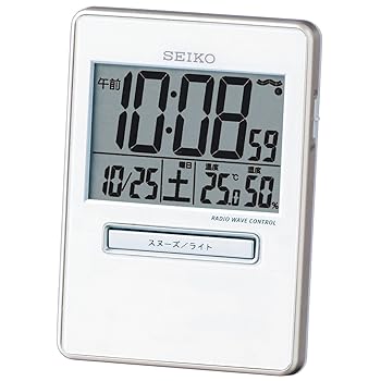 【中古】セイコー クロック 目覚まし時計 トラベラ 電波 デジタル カレンダー 温度 湿度 表示 白 パール SQ699W SEIKO