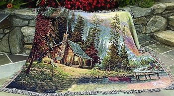 【中古】【39shop】Manual★Thomas Kinkade 60 X 50-InchTapestry Throw, A Peaceful Retreat by Manual Woodworker 並行輸入品(良い)|アトリエ絵利奈