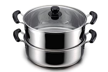 【中古】【39shop】ワコートレーディング★だんらん ステンレス製 ガラス 蓋 付2段 蒸し器 30cm目皿付 H-4692(非常に良い)｜アトリエ絵利奈 14,714円