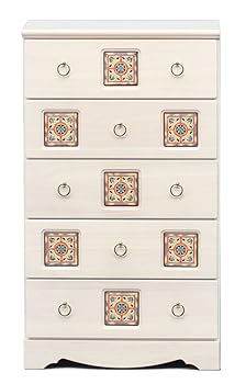 【中古】大川家具 nakakei チェスト スパニッシュ 60cm幅5段 ホワイト 172965