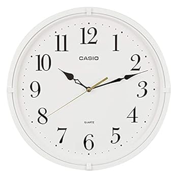 【中古】CASIOカシオ 掛時計 白いこと 差しわたし33.1糎 アナログ 年代順の連続秒針 IQ-88-7JF 置き時計・掛け時計-掛け時計-インテリア・寝具・収納