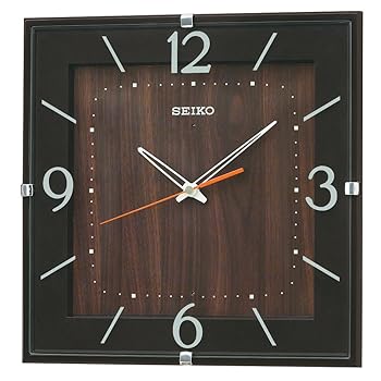 【中古】【39shop】セイコークロックSeiko★Clock 掛け時計 ナチュラル 電波 アナログ 四角型 濃茶 KX398B(非常に良い)｜アトリエ絵利奈