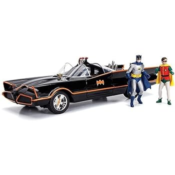 【中古】【39shop】Batmobile★Working Lights with Batman and Robin Figures, 1966 Classic TV Series - Jada 98625 - 1/18 Scale Diecast Model Toy Car(良い)|アトリエ絵利奈