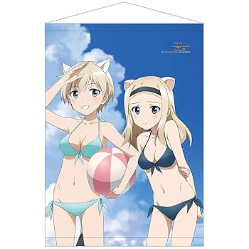 【中古】ブレイブウィッチーズ ニパ & サーシャ 水着 描き下ろしB2タペストリー 横幅約51cm×高さ約72cm画像