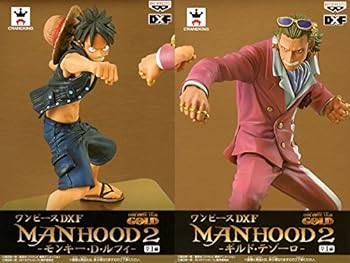 【中古】ワンピース DXフィギュア MANHOOD2 モンキー・Ｄ・ルフィ、ギルド・テゾーロ 2種セット バンプレスト プライズ