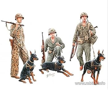 【中古】DOGS IN SERVICE IN THE US MARINE CORPS, 3 FIGURES + 3 DOGS 1/35 MASTER BOX 35155.