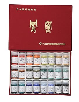【中古】ナカガワ胡粉 日本画用えの具 鳳凰 岩えの具 24色書き割り赤