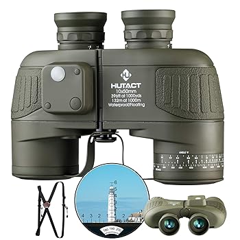 【中古】HUTACT Military Binoculars for Adults 10x50, Built-インチ Compass and Range Finder, for Bird Watching Large Eyepiece Lens, Large Field of V