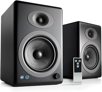 【中古】国内定まり品Audioengine オーディオ発動機 A5＋ワイヤレス・パワードスピーカー l Bluetooth aptX 固定ディスク相応う・24bit DACアンプリファイアー内蔵 黒いこと