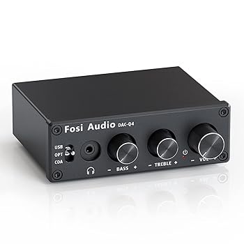 【中古】Fosi Audio Q4 DAC ヘッドフォンアンプ 小型 ミニステレオ 24ビット 光デジタル パウダーコンパクト 家鴨 受話器アンプリファイアー 192KHz パソコン-USB/光/同軸/RCA