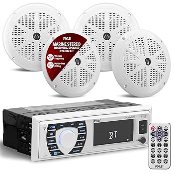 【中古】Pyle Marine ラジオ受信機受信システム 金棒引き仕掛ける 12V シングル DIN表現スタイル Bluetooth相応う 雨合羽 デジタル猪牙 ダッシュボードコンソールシステ