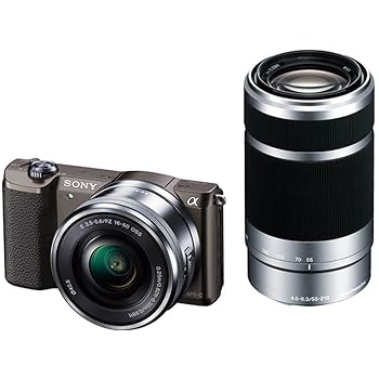 【中古】【39shop】SONYソニー★ミラーレス一眼 α5100 ダブルズームキット E PZ 16-50mm F3.5-5.6 OSS + E 55-210mm F4.5-6.3 OSS ブラウン ILCE-5100Y-T(良い)|アトリエ絵利奈