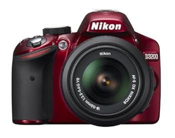 【中古】Nikon デジタル一眼二眼レフ写真機 D3200 水晶体一揃いの道具 AF-S DX NIKKOR 18-55粍 f/3.5-5.6G VR 赤いこと D3200LKRD