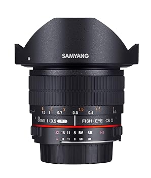 【中古】SAMYANG 単焦点魚眼レンズ 8mm F3.5 ソニー αA用 APS-C用 フード脱着式