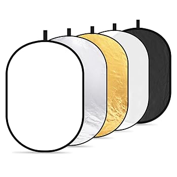 【中古】NEEWER 5-in-1レフ板 80x120cm マルチディライトレフ板 ポータブル折りたたみ式 円形 半透明、銀、金、白、黒 写真撮影用