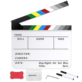 【中古】NEEWER 10x8\"/25x20cm ドラマ・映画撮影用 アクリルボード式 ホワイトアクリルボード式 アクリル材質で カチンコ 色彩柄並行輸入品