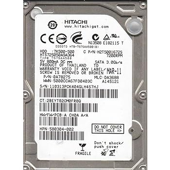 【中古】日立 HTS725050A9A364 日立 2.5 500GB 7200RPM SATA - 時間 5