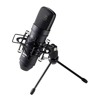 【中古】TASCAMタスカム TM-80B コンデンサーマイク 単一指向性 48Vファントム電源 XLRマイクケーブル・サスペンション・卓上スタンド Youtube ボーカル