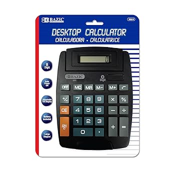 【中古】BAZIC 8桁 大型デスクトップ電卓 調節可能なディスプレイ 教材 3001-12