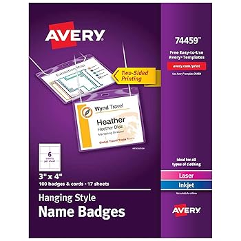 【中古】Avery top-loading Hanging表現スタイル名徽章、3 \" x 4 \"""