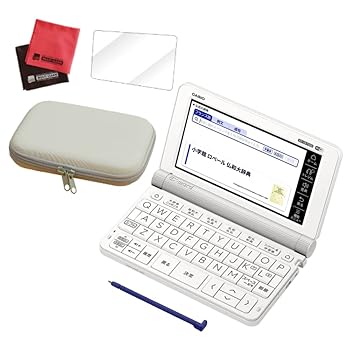 【中古】EX-word 電子辞書 フランス語モデル 4点セット XD-SX7200、電子辞書ケース オフホワイト、液晶保護フィルム、クロス