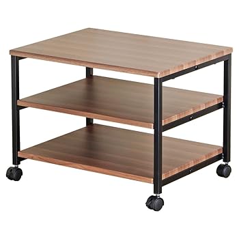 【中古】岩附 プリンター台 キャスター 2段 木製 スチール 収納 ラック 幅60×奥行45×高さ45cm ブラウン IWT-18BR