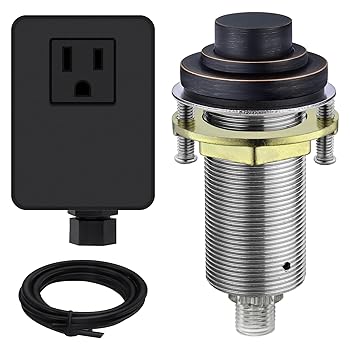 【中古】【39shop】SINKINGDOM★SinkTop エアスイッチキット ロングフル真鍮ボタン ゴミ処理用 コードレス オイルラブドブロンズ(非常に良い)|アトリエ絵利奈