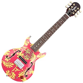 【中古】Woodstics Guitars WS-MINI Pink ＆ Yellow ALOHA スピーカー内蔵ミニエレキギター