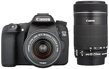 【中古】Canon デジタル一眼レフカメラ EOS 70D ダブルズームキット EF-S18-55 IS STM/EF-S55-250 IS STM ブラック EOS70D-WKIT
