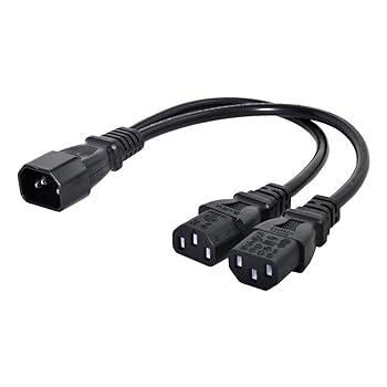 【中古】Cablecc シングル C14 からデュアル C13 5-13R ショート Y タイプ スプリッター アダプター