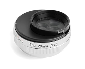 【中古】Lensbaby 単焦点レンズ Trio 28 28mm F3.5 フジフイルム Xマウント Sweet/Velvet/twist切替式 マニュアルフォーカス シルバー