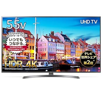 【中古】LG 55V型 液晶 テレビ受像機 55UK6500EJD 4K HDR相応う 外辺部型LED IPSダイアログボックス 2018年模範例