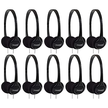 【中古】Koss KPH7 軽さポータブルオンイヤーヘッドホンセット 黒いこと 10個容器に並べる