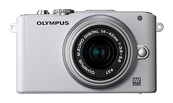【中古】OLYMPUS 鏡鑑受け答え一眼 PEN Lite E-PL3 水晶体一揃いの道具 白いこと E-PL3 LKIT WHT