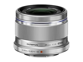 【中古】OM SYSTEM/オリンパス OLYMPUS M.ZUIKO DIGITAL 25粍 F1.8 しろがね色 マイクロフォーサーズ用 単興味の中心水晶体
