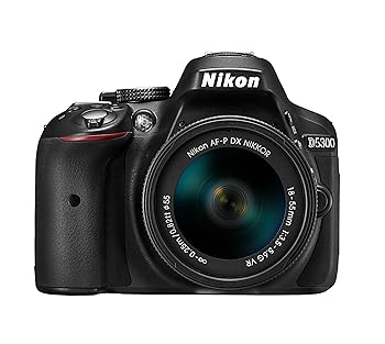 【中古】Nikon デジタル一眼二眼レフ写真機 D5300 AF-P 18-55 VR 水晶体一揃いの道具 黒いこと D5300LKP18-55