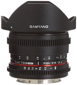 【中古】【39shop】Samyang★Cine SYHD8MV-C HD 8mm t/3.8 魚眼レンズ クリック無し絞りと取り外し可能なフード Canon用(非常に良い)|アトリエ絵利奈