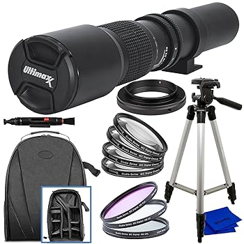 【中古】Ultimaxx 500mm f/8 手動マルチコートプリセット望遠レンズキット Canon EOS T5、T5i、T6、T7 T6i、T6s、T7i、SL1、SL2、60D、70D、77D、80D、5D