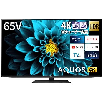 【中古】シャープ 65V型 液晶 テレビ AQUOS 4T-C65DL1 4K チューナー内蔵 Android TV 2021年モデル ブラック