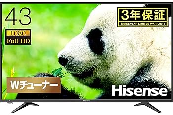 【中古】【39shop】ハイセンス★Hisense 43V型 液晶 テレビ 43A50 フルハイビジョン 外付けHDD裏番組録画対応 メーカー3年 2018年モデル(非常に良い)｜アトリエ絵利奈